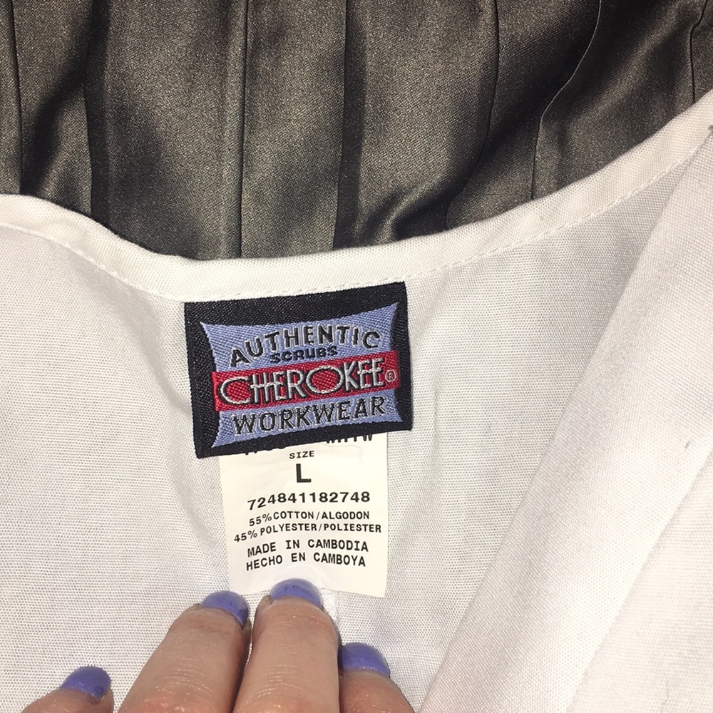 White scrub top